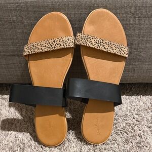 Leopard Print and Black Sandals